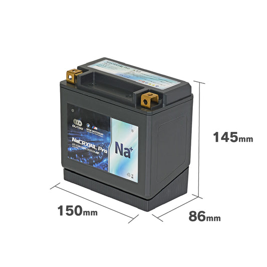 【予約販売-2026年1月下旬入荷予定】バイクバッテリー OUTDO ナトリウムイオン NaCRX14L Pro【YTX14L-BS / DYTX14HL-BS互換】