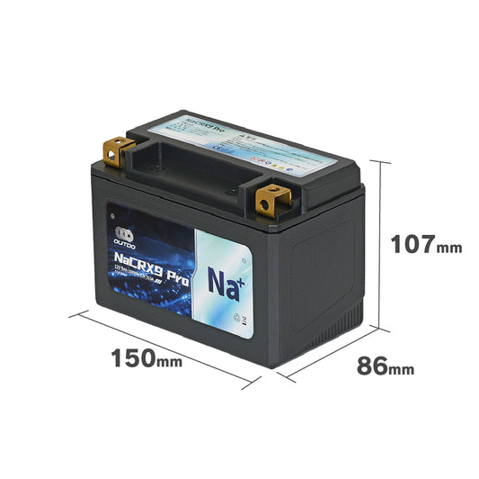 バイクバッテリー OUTDO ナトリウムイオン NaCRX9 Pro【YTX9-BS / FTX9-BS互換】