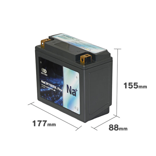 バイクバッテリー OUTDO ナトリウムイオン NaCRYB20L Pro【YTX20L-BS / YTX20HL-BS互換】