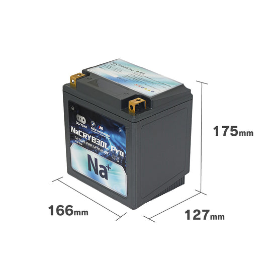 バイクバッテリー OUTDO ナトリウムイオン NaCRYB30L Pro【YTX30L-BS / DYTX30HL-BS互換】