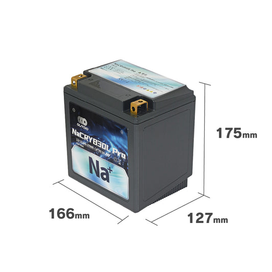 バイクバッテリー OUTDO ナトリウムイオン NaCRYB30L Pro【YTX30L-BS / DYTX30HL-BS互換】