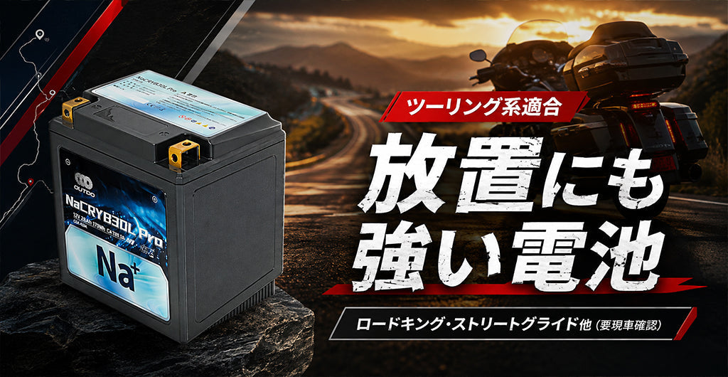 ハーレー ロードキング・ストリートグライドのバッテリー交換｜YTX30L-BS互換 NaCRYB30L Pro