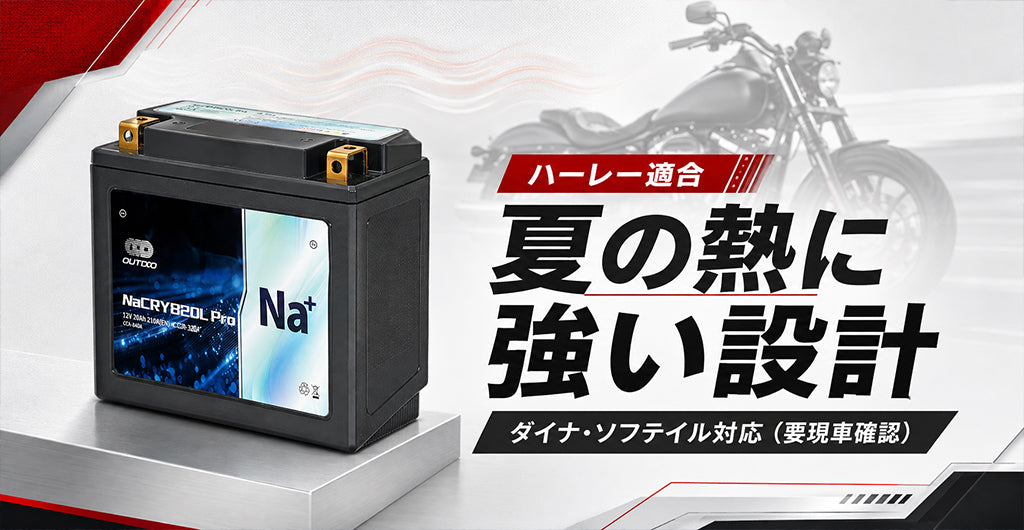 ハーレー ダイナ・ソフテイルのバッテリー交換｜YTX20L-BS互換 NaCRYB20L Pro