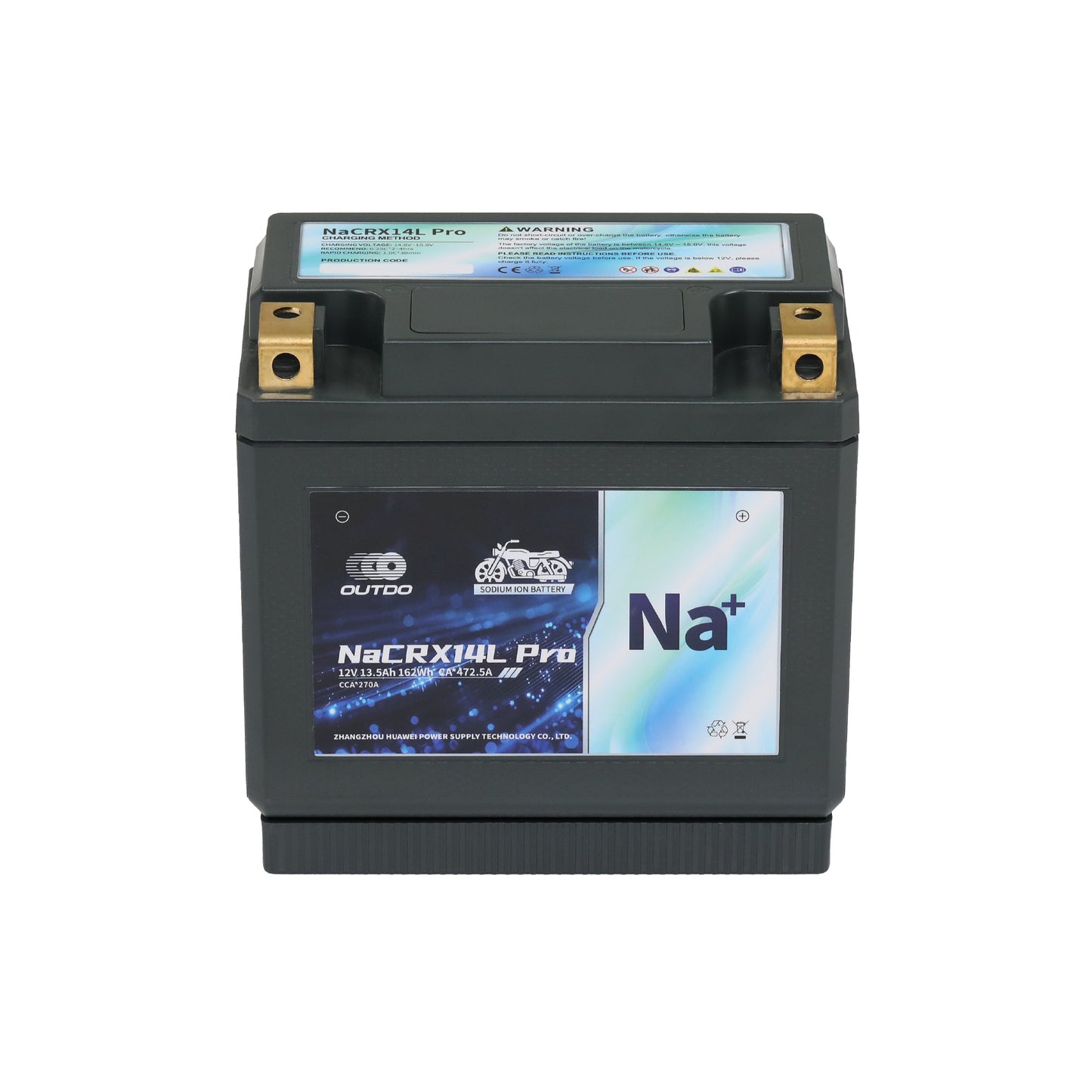 【予約販売-2026年1月下旬入荷予定】バイクバッテリー OUTDO ナトリウムイオン NaCRX14L Pro【YTX14L-BS / DYTX14HL-BS互換】