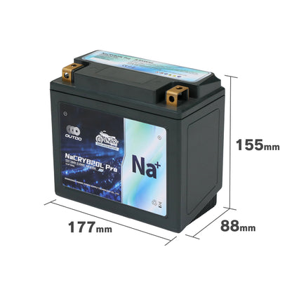 バイクバッテリー OUTDO ナトリウムイオン NaCRYB20L Pro【YTX20L-BS / YTX20HL-BS互換】