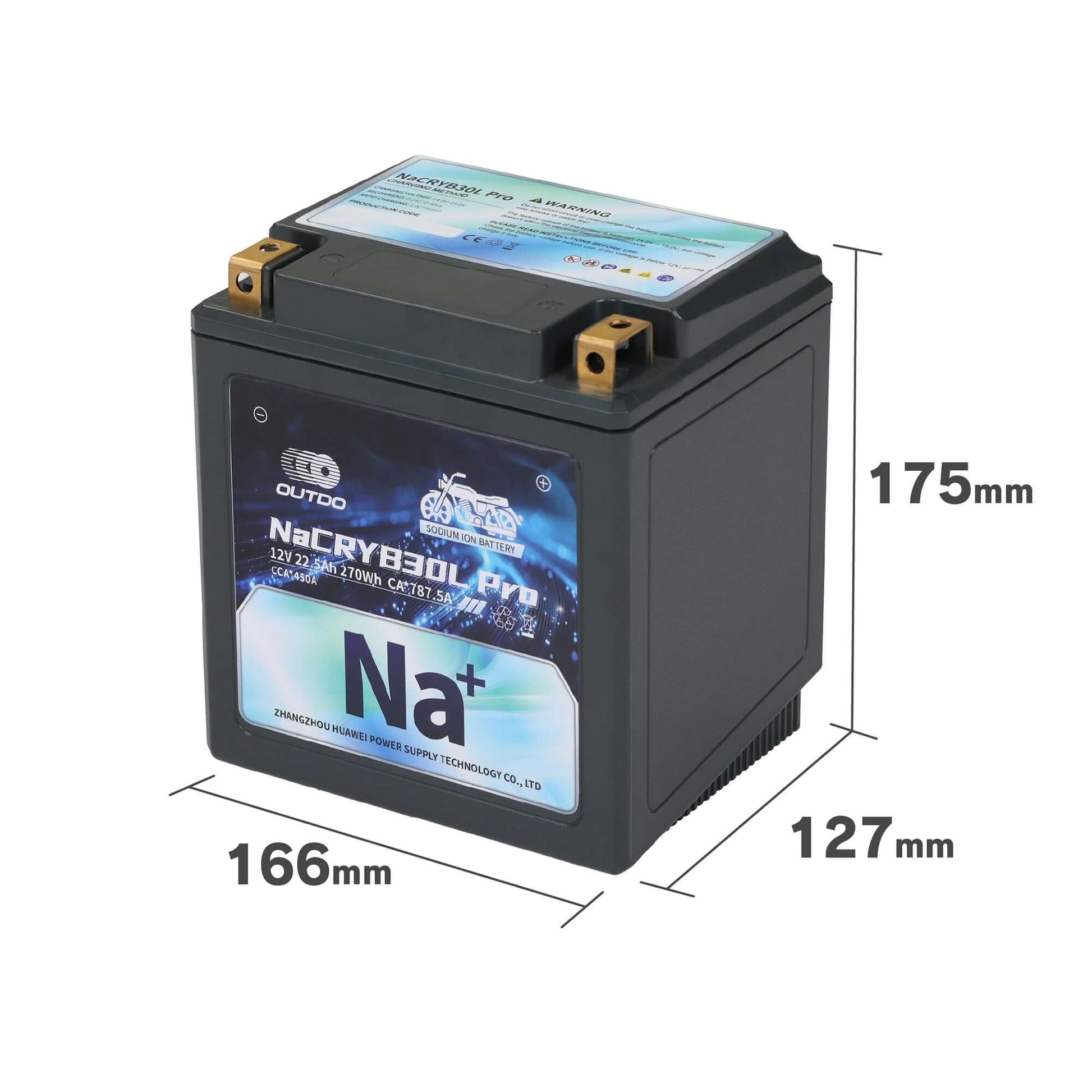 バイクバッテリー ナトリウムイオン NaCRYB30L Pro【YTX30L-BS / DYTX30HL-BS互換】
