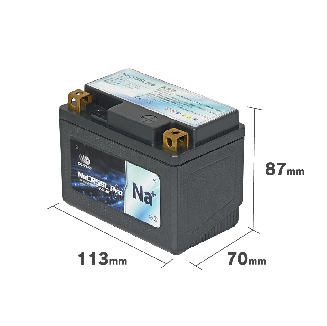バイクバッテリー OUTDO ナトリウムイオン NaCR5SL Pro【YTX4L-BS/YTZ5S/YTX4L-BS/YT4L-BS/GTZ4V互換】