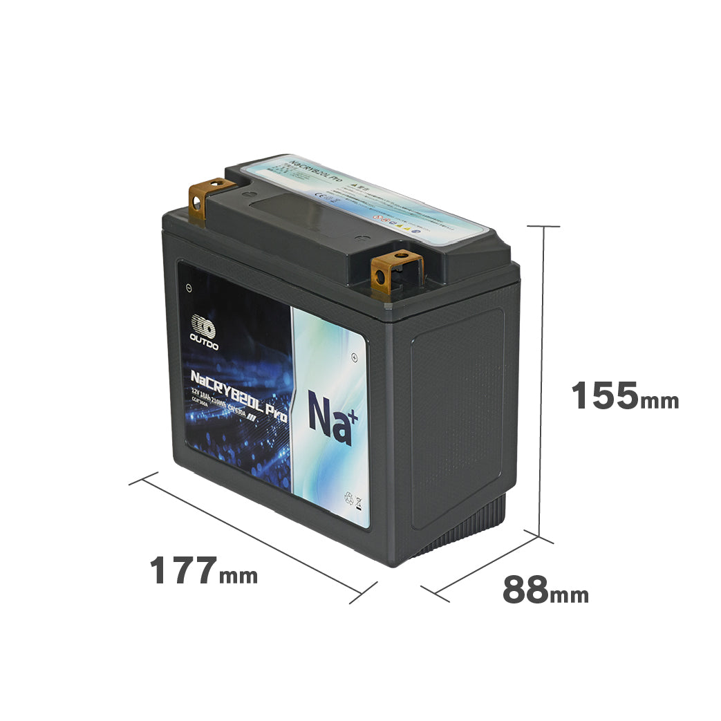 バイクバッテリー OUTDO ナトリウムイオン NaCRYB20L Pro【YTX20L-BS / YTX20HL-BS互換】