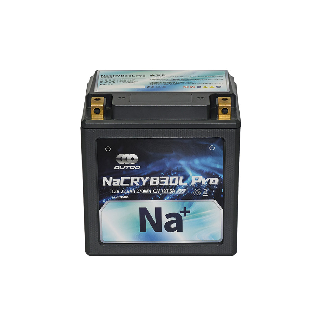 バイクバッテリー OUTDO ナトリウムイオン NaCRYB30L Pro【YTX30L-BS / DYTX30HL-BS互換】
