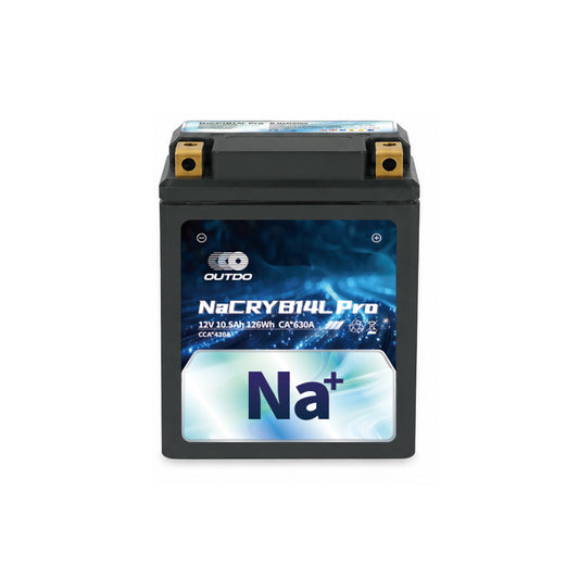 バイクバッテリー OUTDO ナトリウムイオン NaCRYB14L Pro【YB14L-A2互換】【予約販売8月末頃順次発送】
