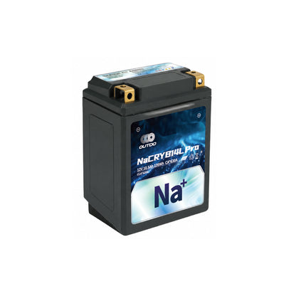 バイクバッテリー OUTDO ナトリウムイオン NaCRYB14L Pro【YB14L-A2互換】【予約販売8月末頃順次発送】
