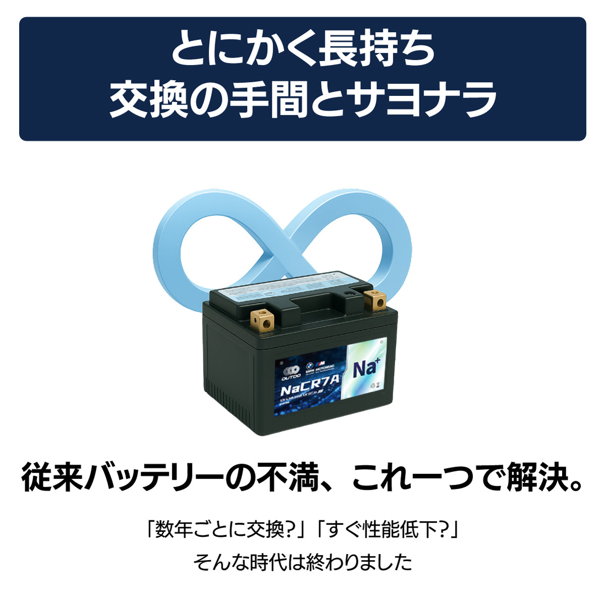 バイクバッテリー OUTDO ナトリウムイオン NaCR10S Pro【YTZ10S / FTZ10S互換】