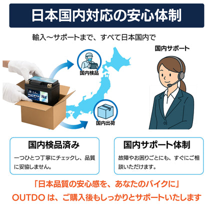 バイクバッテリー OUTDO ナトリウムイオン NaCR10S Pro【YTZ10S / FTZ10S互換】